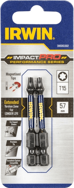Smūginiai sukimo antgaliai IRWIN Impact Pro, 57 mm, 2 x T15