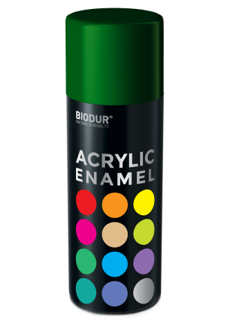 Aerozolinė emalė BIODUR Acrylic, RAL6005, t.žalia, 400ml
