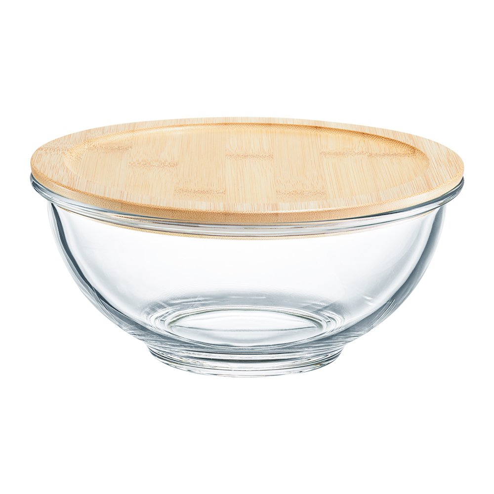 Salotų dubuo AMBITION Natural, su bambuko dangteliu, 1400 ml