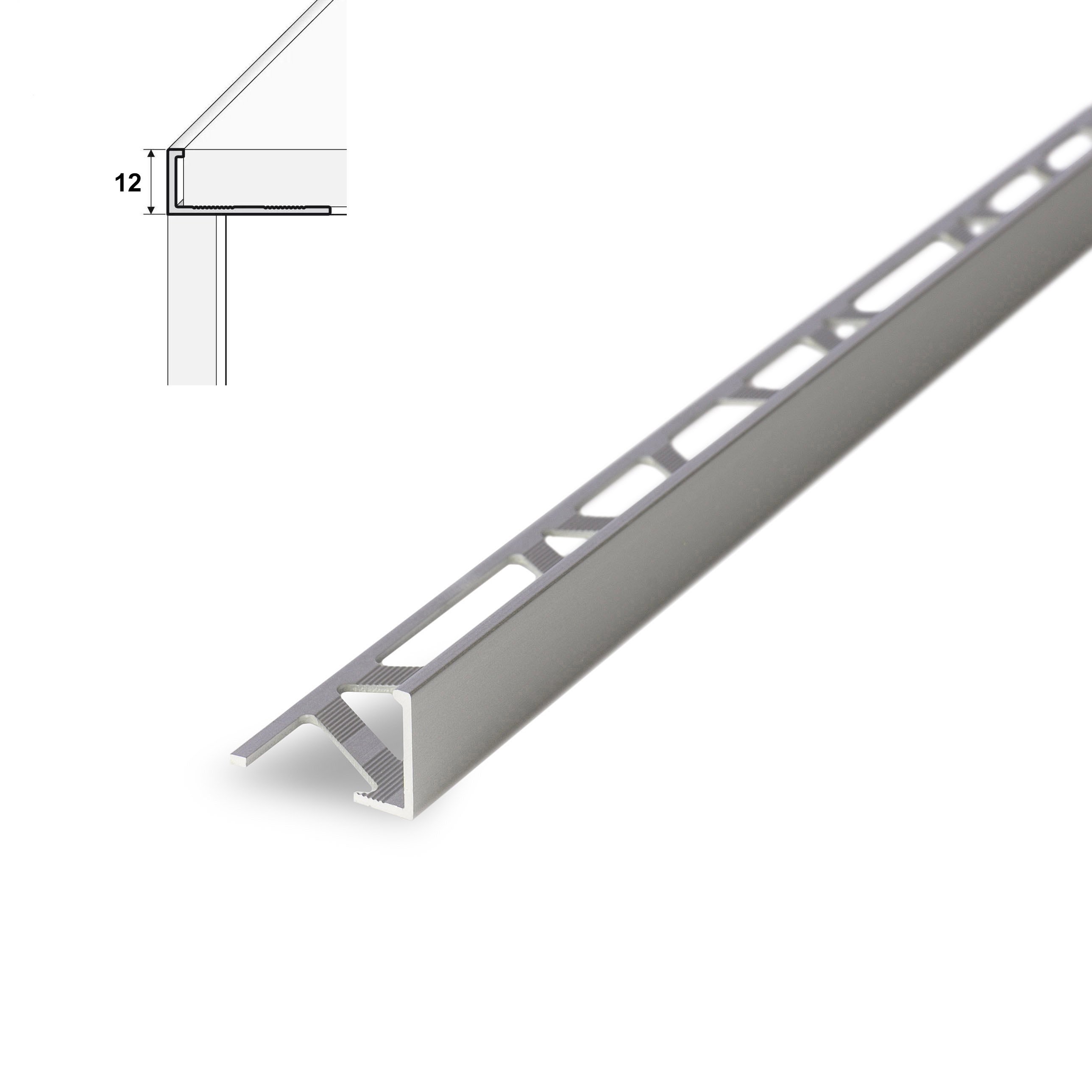 Aliumininė užbaigimo juostelė HESORA H 43 D2, 1.2 x 270 cm, mat. sidabro spalvos, kilmės šalis ES