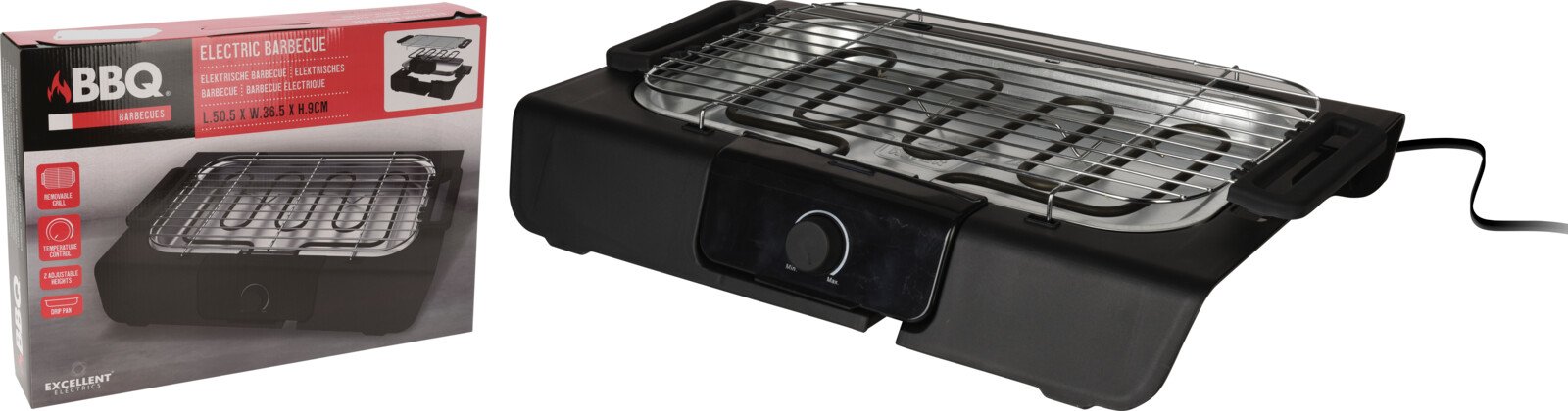 Elektrinė kepsninė BBQ, matmenys 50,5x36,5x9cm, 220-240V, 2000W, juoda