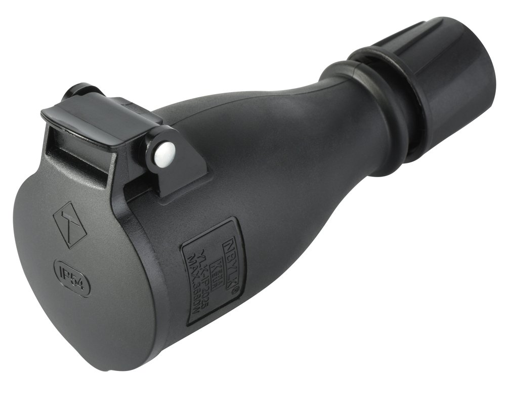 Kištukinis lizdas ELECTRALINE, su įž., IP54, guminis, juodos/pilkos spalvos, 55080