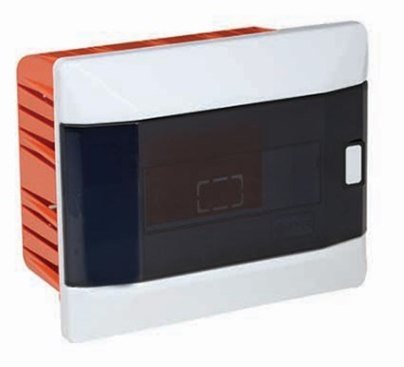 Automatinių išjungiklių skydelis MIRSA M4078, 9 modulių, įleidžiamas, baltas su skaidriomis durelėmis, IP40, 120x200x100mm