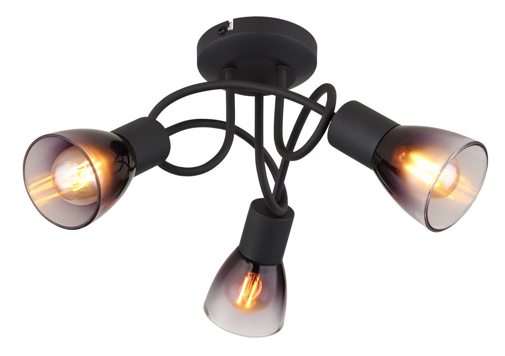 Lubinis šviestuvas GLOBO 54312-3D, 3 x E14, 25W, 230V, dūmų sp. stiklas, 380x380x185 mm