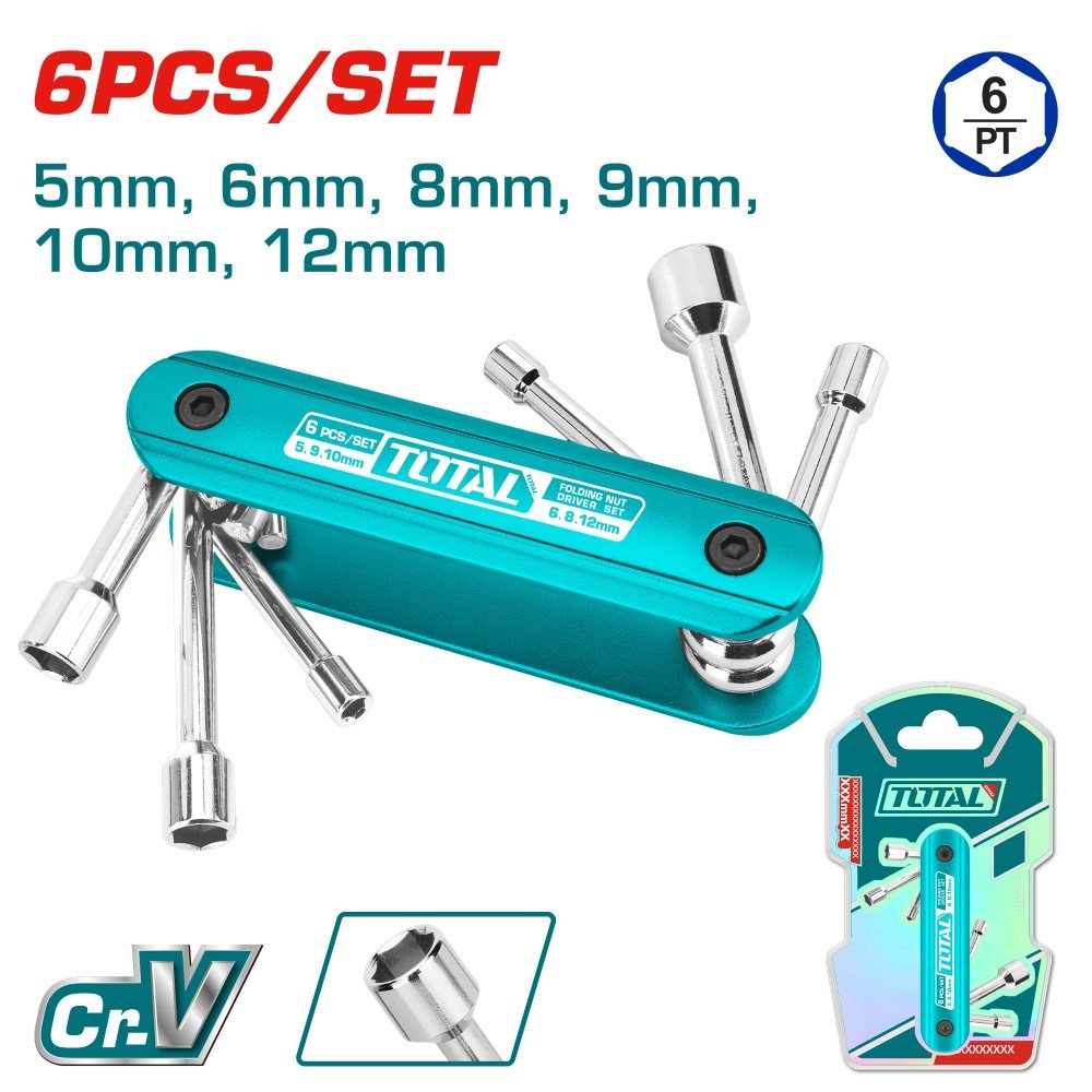 Sukimo galvučių rinkinys TOTAL, Cr-V+AL, 5-12 mm, 6 vnt., THFND061