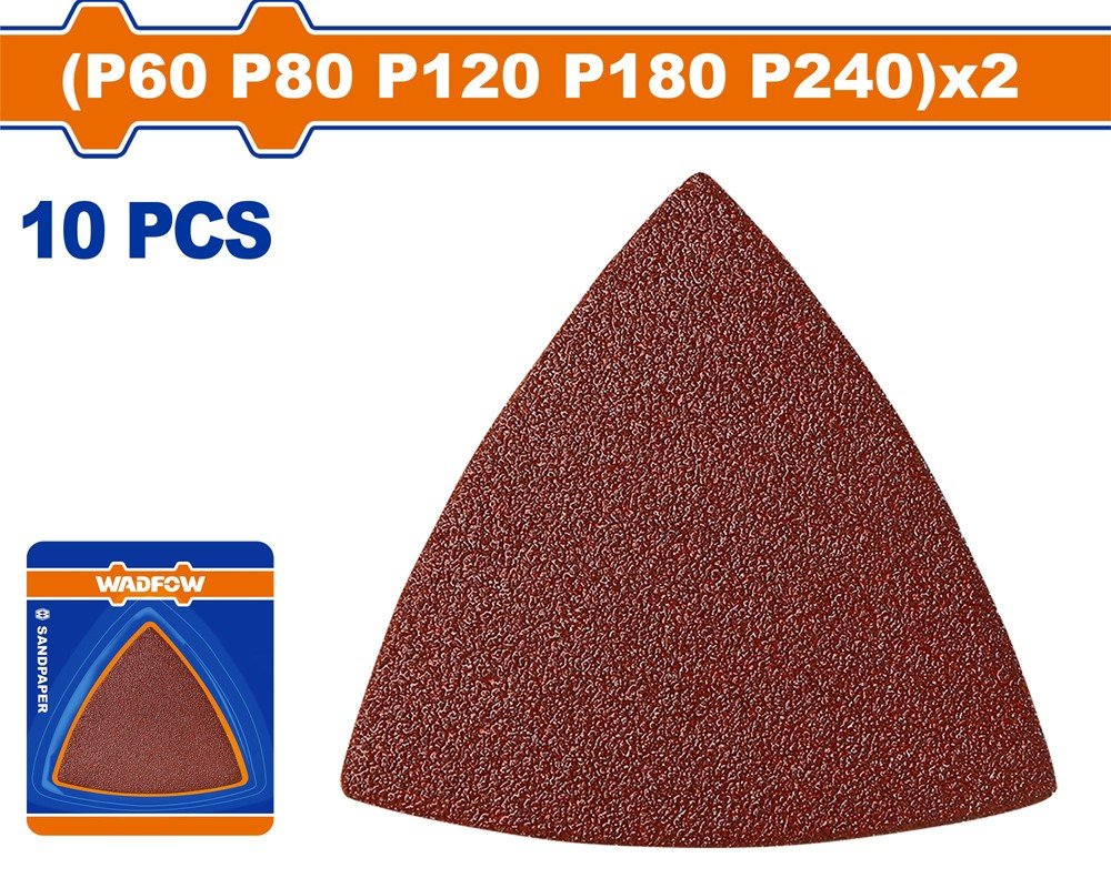 Šlifavimo popierius daugiafunkciam įrankiui WADFOW, P60-P240, 78x78x78 mm, 10 vnt., WMA8K03