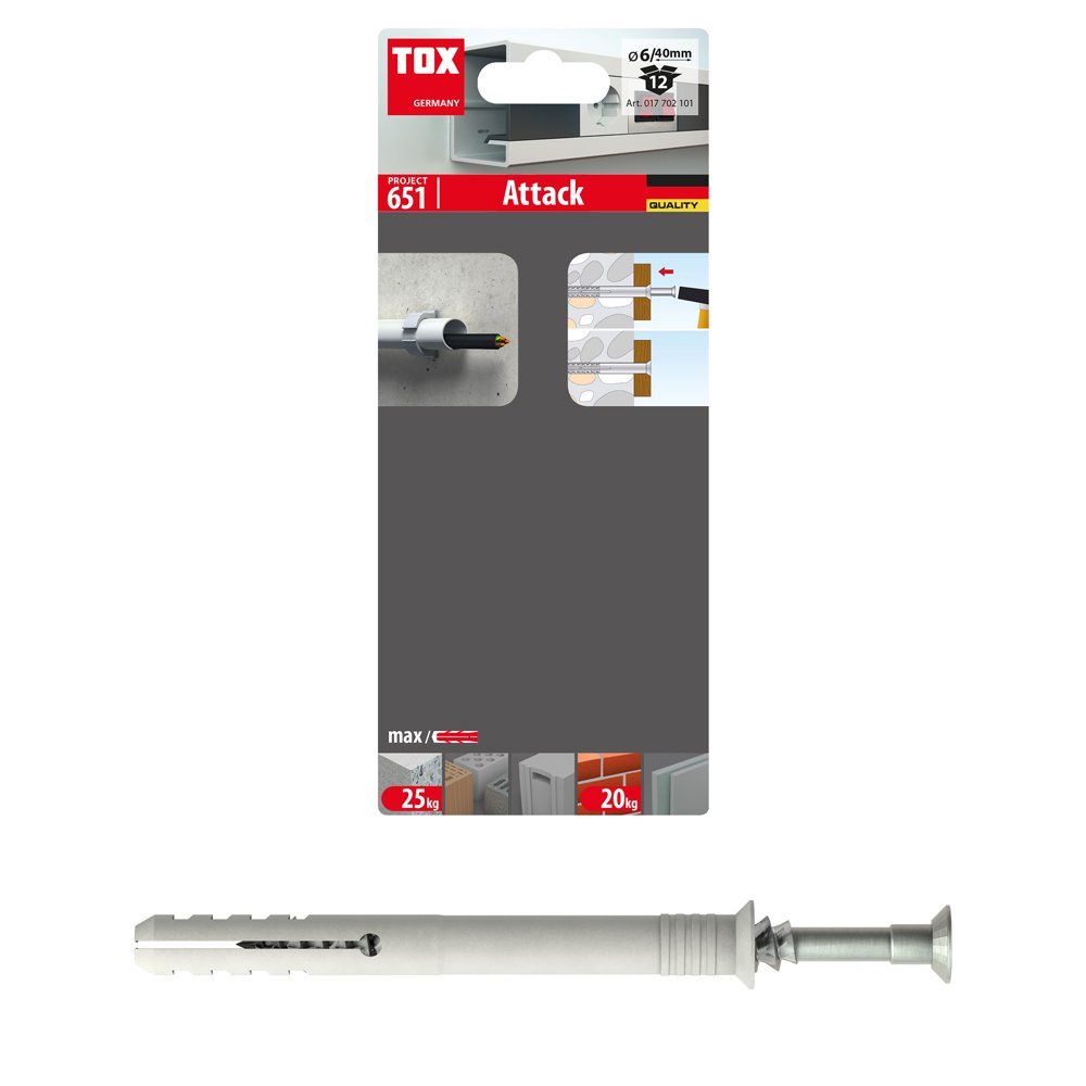 Kalamas kaištis TOX Attack, 6/40, 12 vnt.