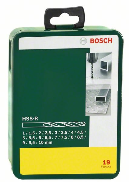 Grąžtų metalui rinkinys BOSCH HSS-R, tiesus, 1-10 mm, 19 vnt.