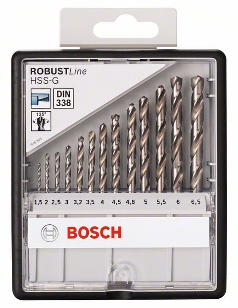 Grąžtų metalui rinkinys BOSCH Robust Line, 1,5-6,5 mm, 13 vnt.