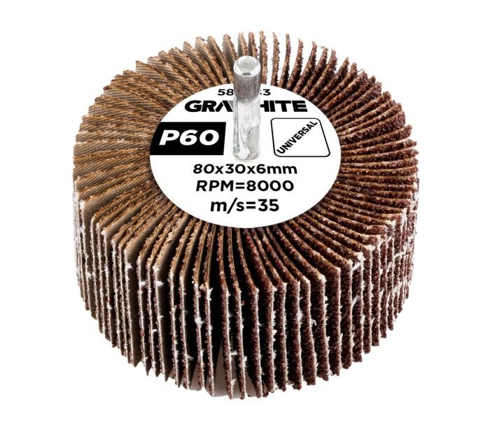 Žiedlapinis šlifavimo cilindras GRAPHITE, 80 x 30 x 6 mm, P60