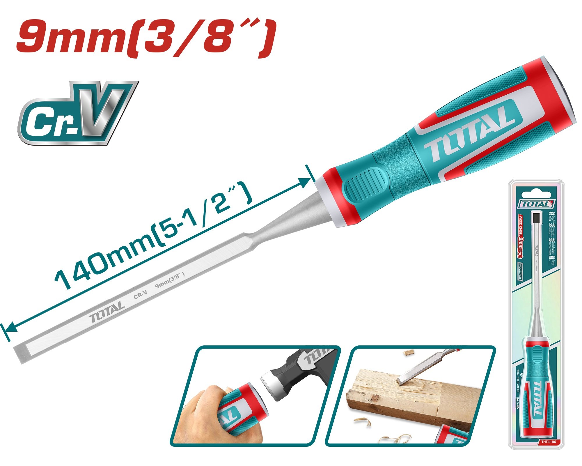 Kaltas TOTAL, medžiui, CR-V, 9x140 mm, THT4196