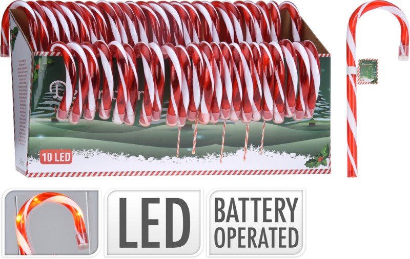 Kalėdinė LED dekoracija Saldainis, 34 cm, raudonos ir baltos sp.