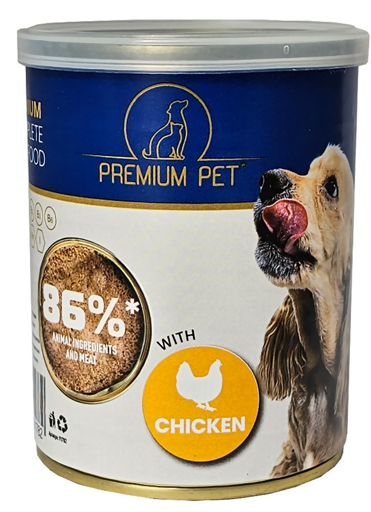Konservuotas šunų ėdalas Premium Pet,  mėsos paštetas su vištiena, 415g