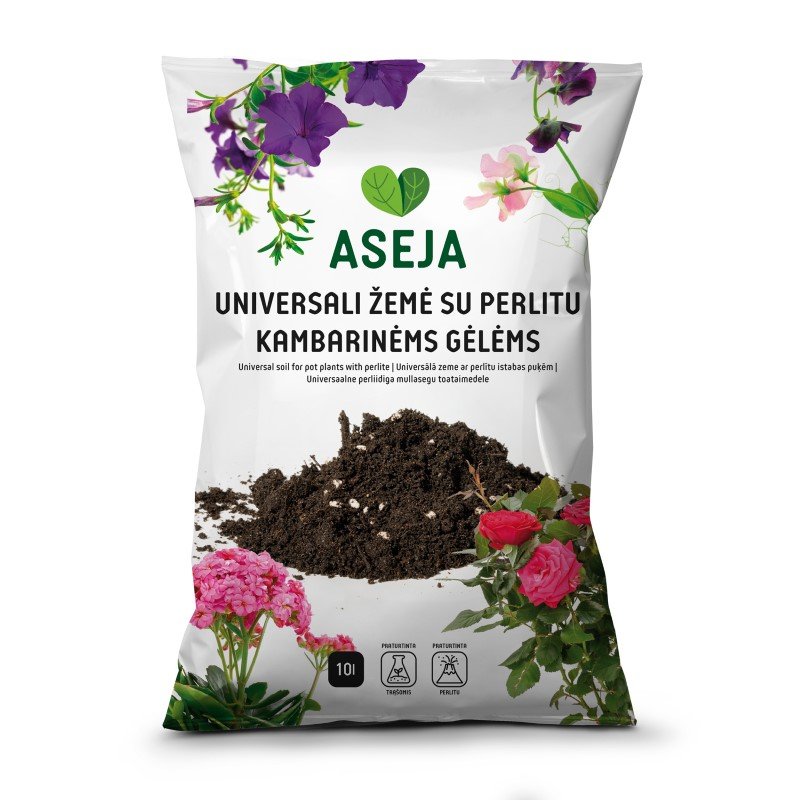 Universali žemė kambarinėms gėlėms su perlitu ASEJA, 10 l