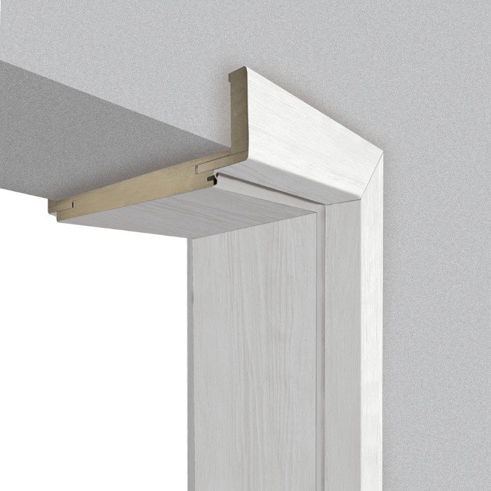 Laminuota durų stakta VOSTER reguliuojama, su apvadais, kompl., kairė, spalva Bianco, matmenys 100-140x80x2109 mm, 2 vnt., 100-140x80x884 mm, 1 vnt