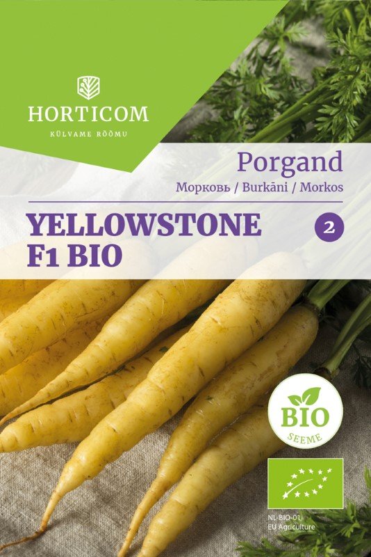 Daržovių sėklos, HORTICOM morkos Yellowstone F1 BIO, 200 sėklų