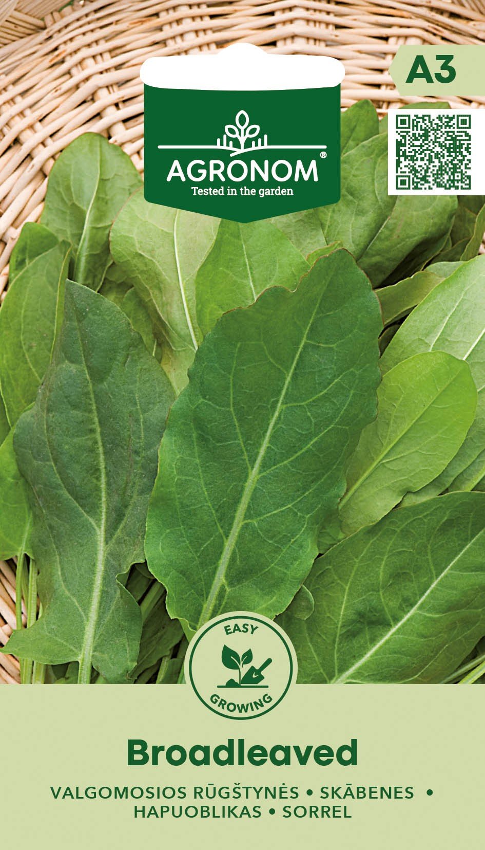 Daržovių sėklos, AGRONOM rūgštynės valgomosios BROADLEAVED, 1 g.