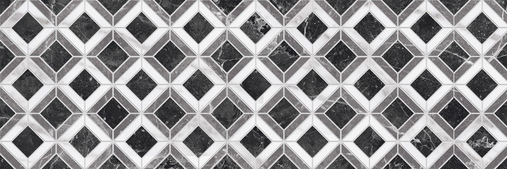 Plytelių keraminis dekoras CRISTACER Minerva-D, 25 x 75 cm, 1,120 m2/dėž., spalva balta/juoda