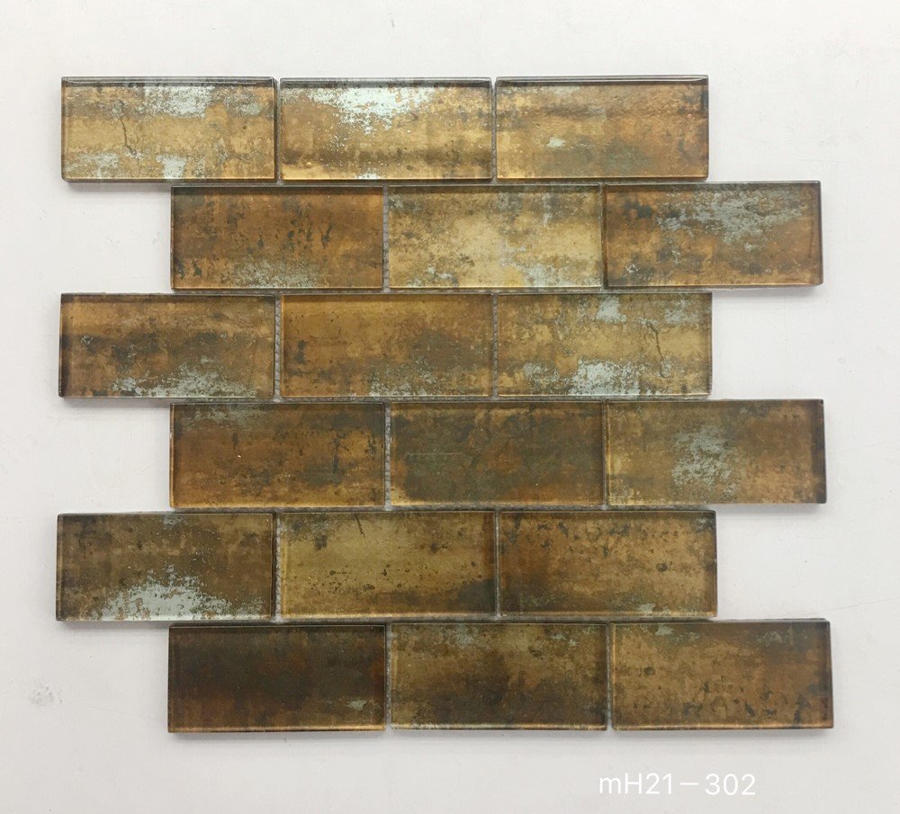 Stiklo mozaika MONA MOSAICS Td21-302, 300 x 300 x 8 mm, 11 vnt./dėž., spl. rūdžių blizgi