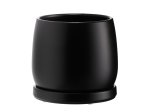 Kambarinis keraminis vazonas 4Living Heidi, su lėkštute, juodos sp., 15 x 15 x 15 cm.