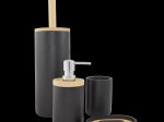 Stiklinė SEPIO Tokyo black, pastatoma, keramika, juoda/bambuko spl.
