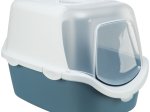Kačių tualetas TRIXIE Vico Open Top, uždaras, su atidaromu viršumi, 56x40x40 cm, tamsiai mėlynas/baltas