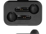 Įkraunamos belaidės ausinės STREETZ TWS-104, Bluetooth 5, įkrovimo dėklas 500 mAh, matinės juodos sp.