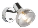 Kryptinis šviestuvas GLOBO Lothar, E14, 1 x 40W, 230V, chromo spalvos, dūmų spalvos stiklas, su jungikliu, 100 x 115 x 135 mm, 54921-1