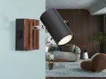 Kryptinis šviestuvas GLOBO Kayden, GU10, 1 x 25W, 230V, matinis metalas, tamsiai ruda mediena, 80 x 100 x 125 mm