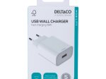 Telefono įkroviklis DELTACO USB-AC182, USB-A, 18 W, greitas įkrovimas, baltos sp.