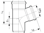 Lauko nuotekų trišakis MAGNAPLAST PVC KG, DN160/110/87°