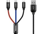 USB-micro USB/USB-C/iPhone laidas BASEUS Camlt-Bsy01, 1m, skirtas įrenginių krovimui, netinka duomenų perdavimui, juodos sp.