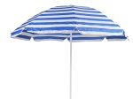Dryžuotas pliažo skėtis W01, balta/mėlyna skersmuo 200cm