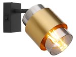 Kryptinis šviestuvas GLOBO Milley, E27, 1 x 40W, 230V, su jung., juodos matinės sp. metalas, dūmų sp. stiklas, žalvarinis žiedas, 100x150x145mm, 15560-1