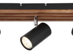 Kryptinis šviestuvas GLOBO Kayden, GU10, 3 x 25W, 230V, matinis metalas, tamsiai ruda mediena, 410 x 80 x 125 mm