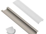 Profilis LED juostoms EUROLIGHT Al-R2-G, aliuminis, įfrezuojamas, pilkos spalvos anoduotas, ilgis 2 m, komplekte matinis dangtelis ir 4 antgaliai