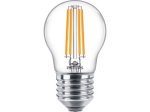 LED lempa PHILIPS, 6,5W (=60W), E27 P45 burbuliukas, 220-240V, 2700K, 806 lm, filamentinė, skaidri