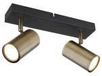 Kryptinis šviestuvas GLOBO Robby, GU10, 2 x 35W, 230V, metalinis, matinės juodos, antikvarinio žalvario sp., 60 x 120 x 260 mm, 57911-2M
