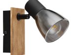 Kryptinis šviestuvas GLOBO Claude, E14, 1 x 40W, 230V, su jung., juodos matinės sp. metalas, tamsiai rudas medis, dūmų sp. Stiklas, 70x140x155mm, 54307-1W