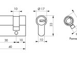 Spynos cilindras THIRARD, Trafic 6, 5 raktai, žalvarinis, nikeliuotas, 30 x 10 mm, 293164