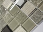 Stiklo mozaika MONA MOSAICS Td868, 300 x 300 x 8 mm, 11 vnt./dėž.iklo ir akmens mozaika, spl. smėlio pilkšva/blizgi juoda/natūralus akmuo dramblio kaulo