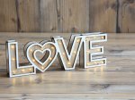 Stalinis nakties šviestuvas GLOBO Love, 24LED 0,06W 3V 3xAA elementai komplektacijoje, plastikas, medis, su jungikliu, 300 x 32 x 100 mm, 29976