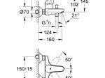 Vonios komplektas GROHE EUROECO, vonios ir praustuvo maišytuvai, "Tempesta 100" rankinis dušas, žarna ir stovas, 32734/32743/27853