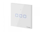 Išmanusis jungiklis SONOFF T2Eu3C-Tx, 3 kanalų, 240W/kanalui, 230V, vald. lieč. mygt., programėle, Wi-Fi, balsu ir SONOFF pulteliu (nėra), baltas, IM190314017