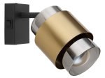 Kryptinis šviestuvas GLOBO Milley, E27, 1 x 40W, 230V, su jung., juodos matinės sp. metalas, dūmų sp. stiklas, žalvarinis žiedas, 100x150x145mm, 15560-1