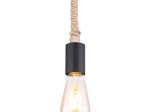Pakabinamas šviestuvas GLOBO Ulleu, E27, 1 x 60W, 230V, metalas juodos sp., ruda kanapių virvė, 1600 x 100 mm, 69029H