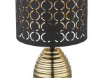 Stalinis nakties šviestuvas GLOBO Mirauea, E27, 1 x 60W, 230V, aukso spalvos metalas, juodai auksinis aksomas, su jungikliu, 250 x 380 mm, 21616