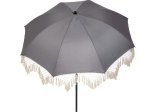 Paplūdimio skėtis su kutais NOVELLY HOME BU12-G, iš poliesterio, pilkos ir juodos sp., skersmuo 200 cm