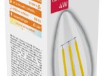 LED lempa AVIDE, 4W (=41W), E14 žvakė, NW, 4000K, 220-240V, 480 lm, 25.000 val., filamentinė