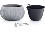 Plastikinis lauko vazonas BOWL BETON WS, pilkos spalvos, skersmuo 37 cm.
